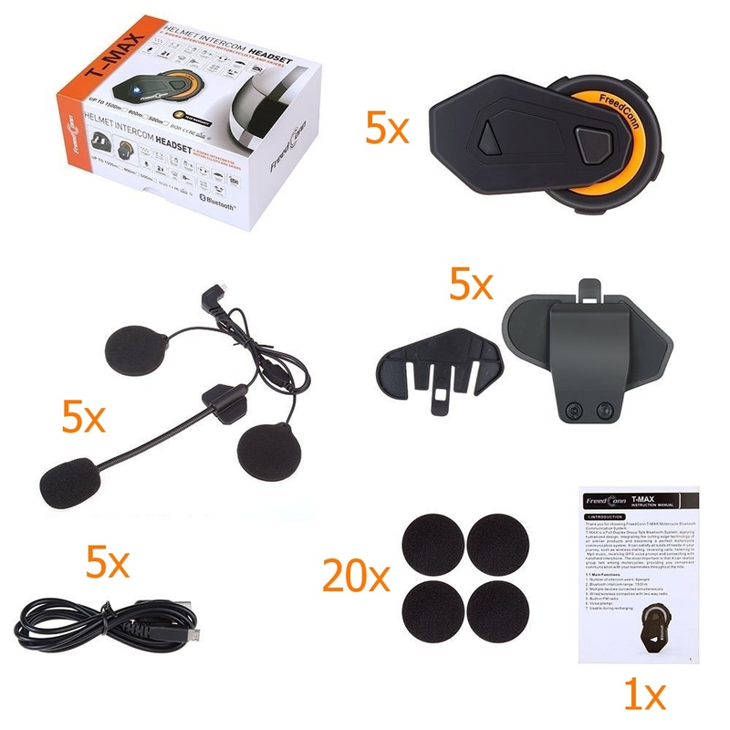 5 Bluetooth intercom T-MAX komplekt