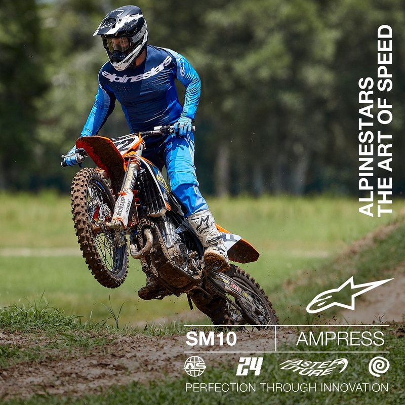 Alpinestars Supertech S-M10 Ampress motokrossikiiver matt must ja valge