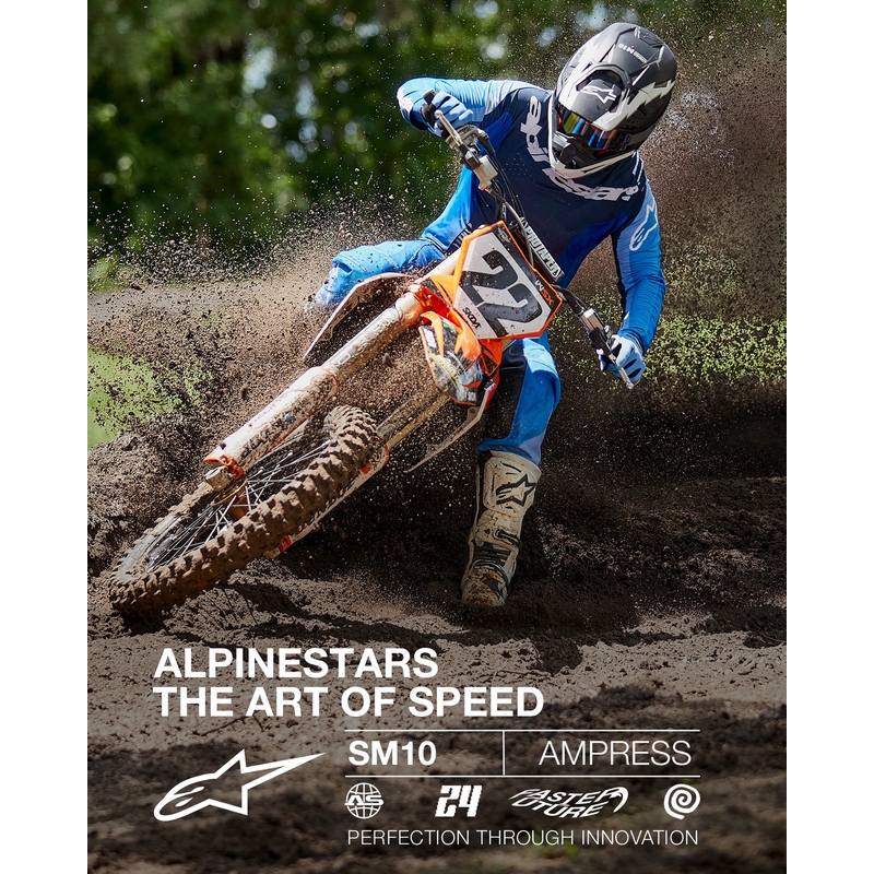 Alpinestars Supertech S-M10 Ampress motokrossikiiver matt must ja valge