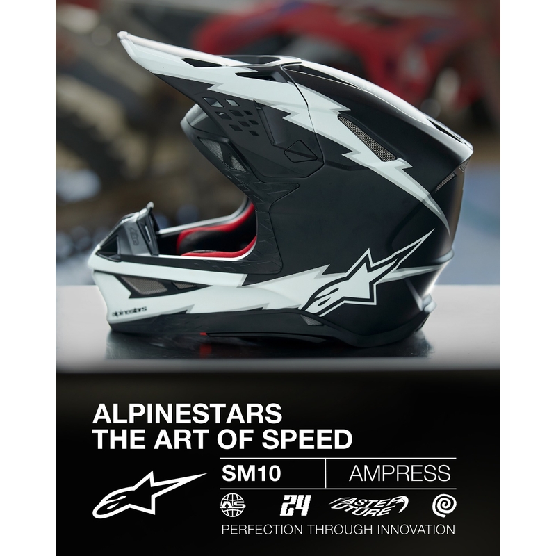 Alpinestars Supertech S-M10 Ampress motokrossikiiver matt must ja valge