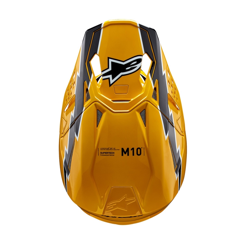 Alpinestars Supertech S-M10 Ampress Motokross kiiver must ja kollane
