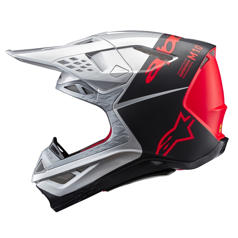 Alpinestars Supertech S-M10 Flood motokrossikiiver matt hõbedane-must-oranž fluo