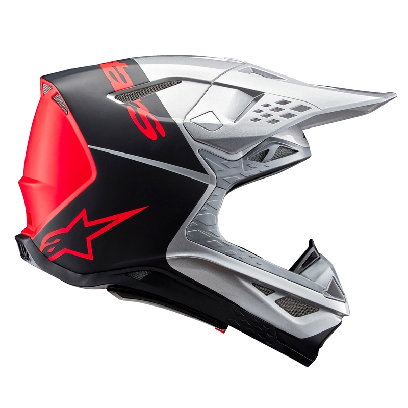 Alpinestars Supertech S-M10 Flood motokrossikiiver matt hõbedane-must-oranž fluo