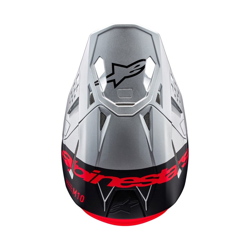 Alpinestars Supertech S-M10 Flood motokrossikiiver matt hõbedane-must-oranž fluo