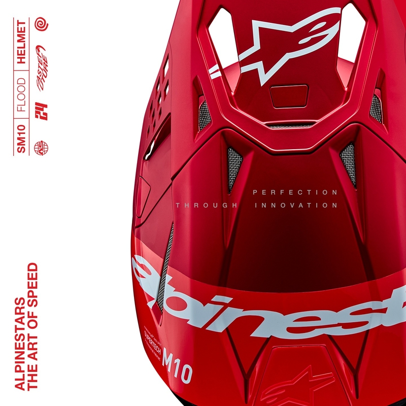 Alpinestars Supertech S-M10 Flood motokrossikiiver matt fluo punane