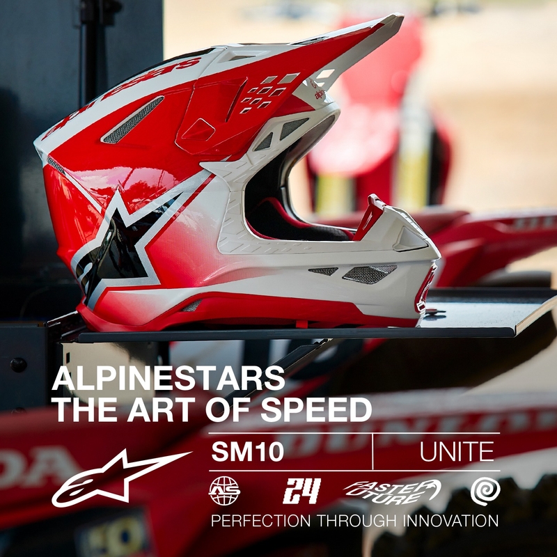 Alpinestars Supertech S-M10 Unite motokrossikiiver punane ja valge