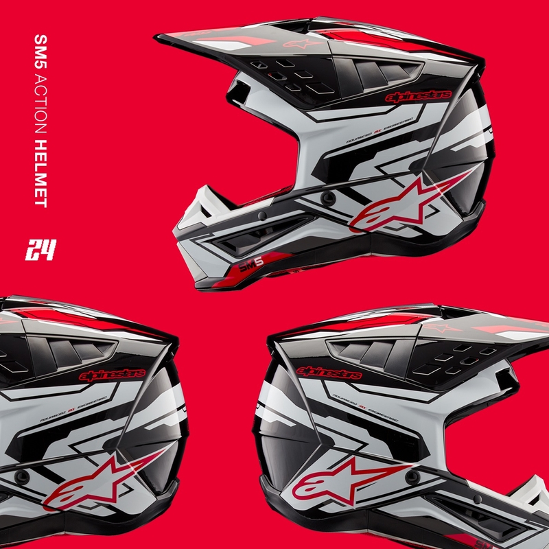 Alpinestars S-M5 Action 2 must-valge-fluoripunane motokrossikiiver