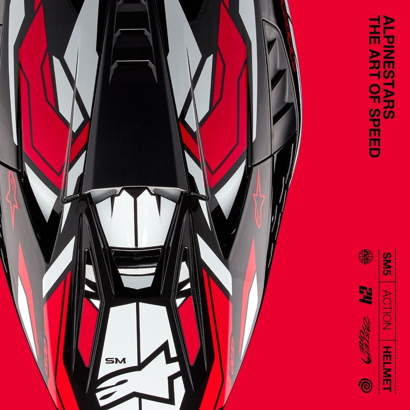 Alpinestars S-M5 Action 2 must-valge-fluoripunane motokrossikiiver