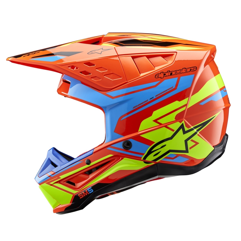 Alpinestars S-M5 Action 2 fluooranž-helesinine-fluo kollane motokrossikiiver