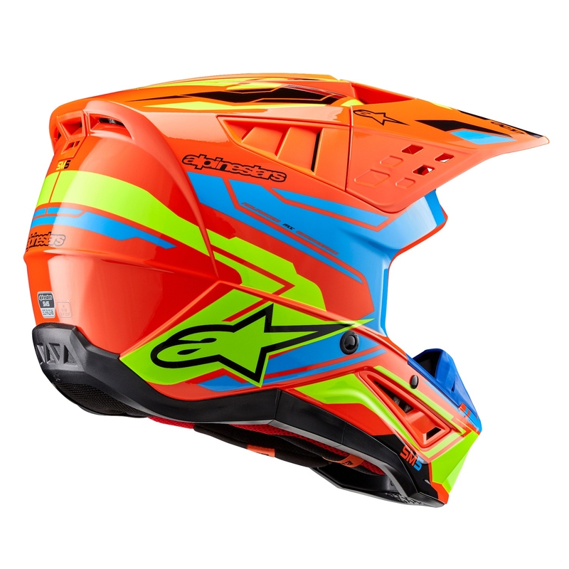 Alpinestars S-M5 Action 2 fluooranž-helesinine-fluo kollane motokrossikiiver