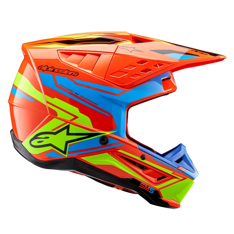 Alpinestars S-M5 Action 2 fluooranž-helesinine-fluo kollane motokrossikiiver