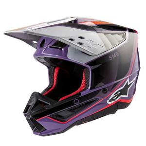 Alpinestars S-M5 Sail motokrossikiiver lilla-must-hõbedane