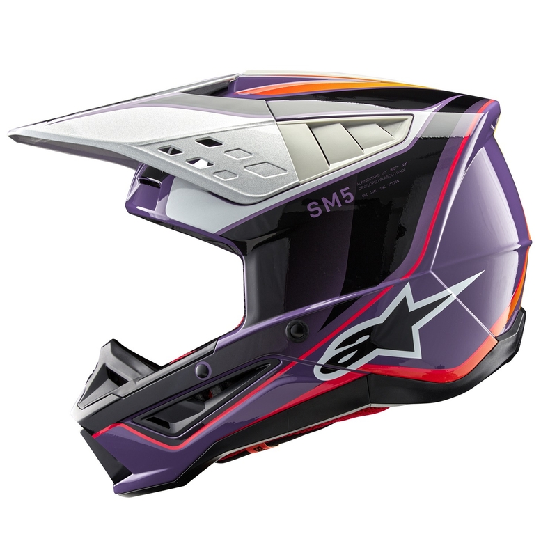 Alpinestars S-M5 Sail motokrossikiiver lilla-must-hõbedane