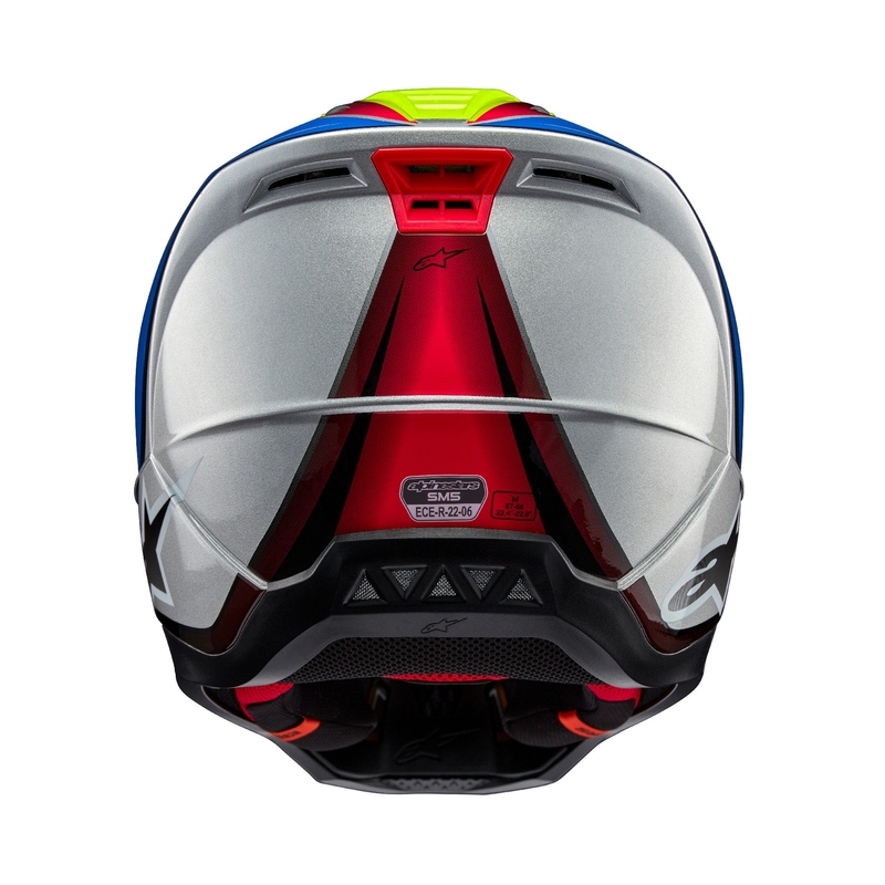 Alpinestars S-M5 Sail fluo kollane-sinine-hõbedane motokrossikiiver