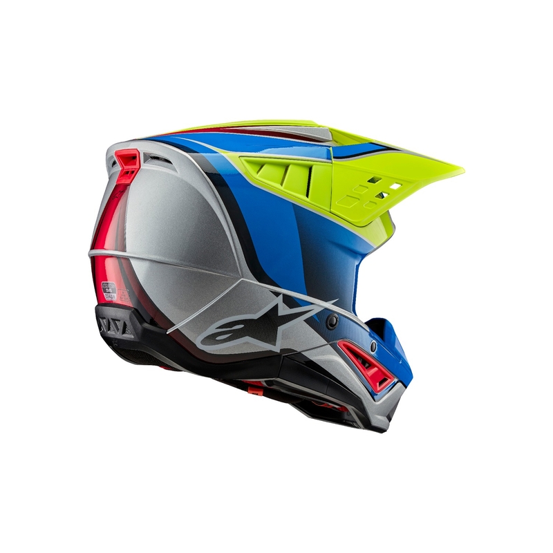 Alpinestars S-M5 Sail fluo kollane-sinine-hõbedane motokrossikiiver