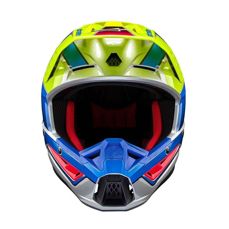 Alpinestars S-M5 Sail fluo kollane-sinine-hõbedane motokrossikiiver