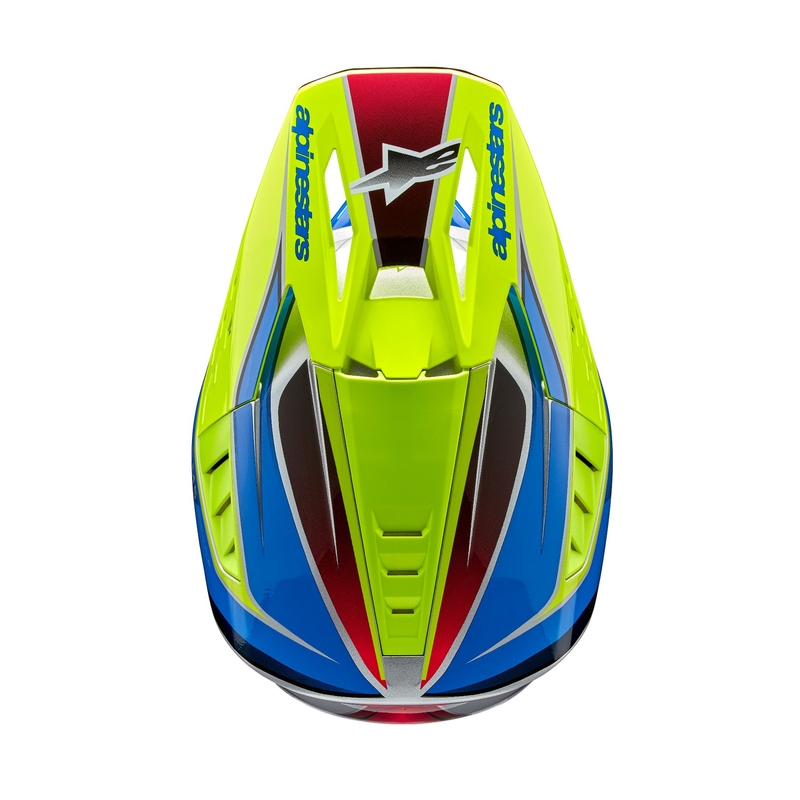 Alpinestars S-M5 Sail fluo kollane-sinine-hõbedane motokrossikiiver