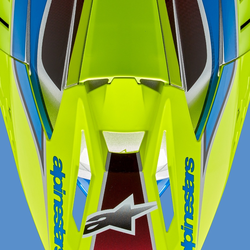 Alpinestars S-M5 Sail fluo kollane-sinine-hõbedane motokrossikiiver