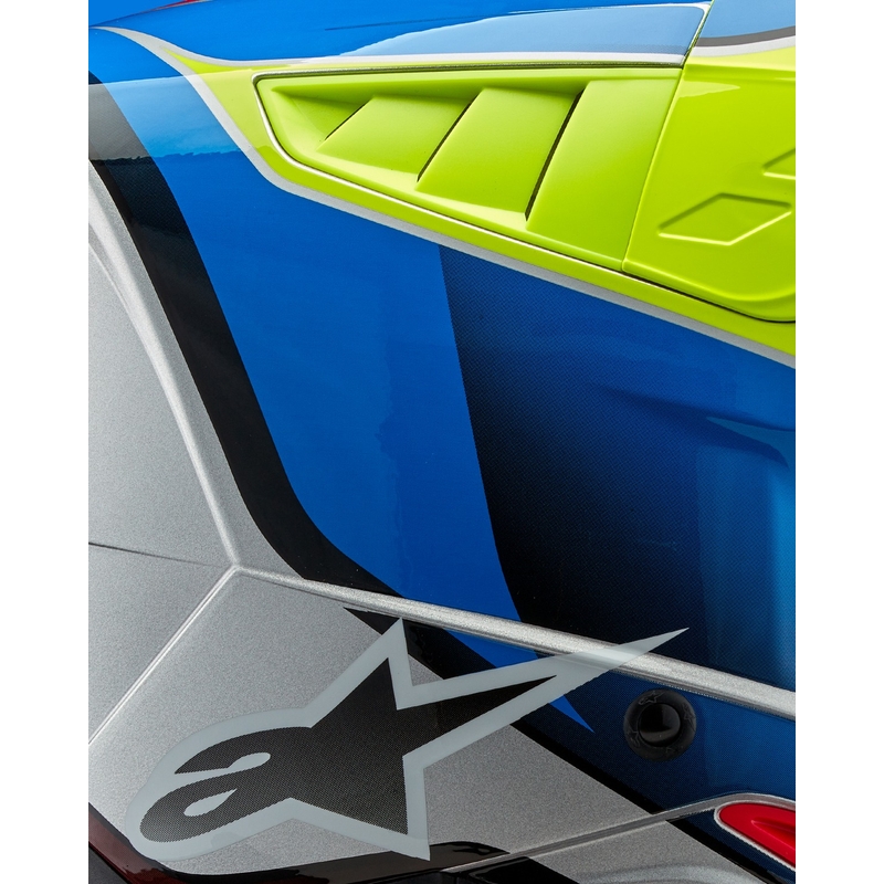 Alpinestars S-M5 Sail fluo kollane-sinine-hõbedane motokrossikiiver