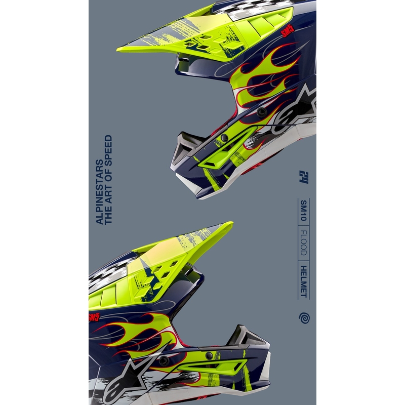 Alpinestars S-M5 Rash motokrossikiiver sini-fluo kollane