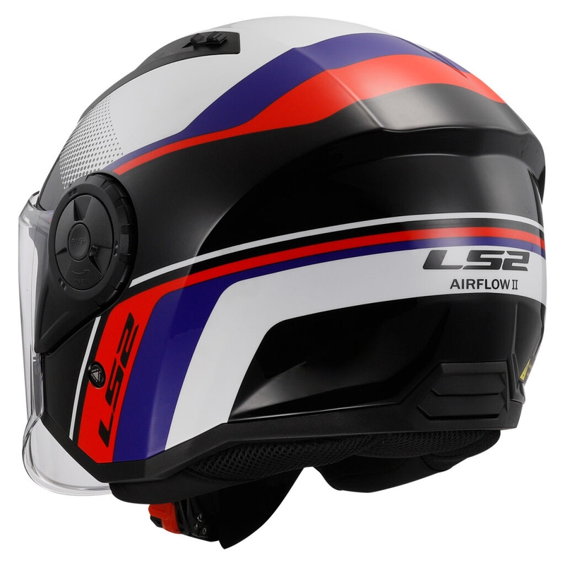 Avatud mootorratta kiiver LS2 OF616 Airflow II Rush valge-sinine-punane
