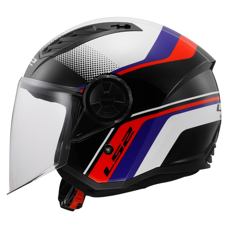 Avatud mootorratta kiiver LS2 OF616 Airflow II Rush valge-sinine-punane
