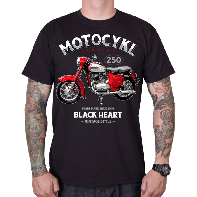 T-särk Black Heart Motorcycle Panelka must