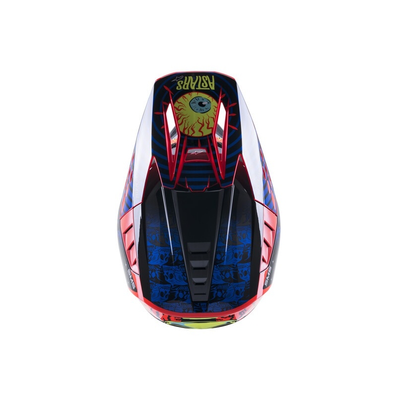 Motokrosová helma Alpinestars S-M5 Solar Flare černo-modro-fluo červeno- fluo žlutá výprodej