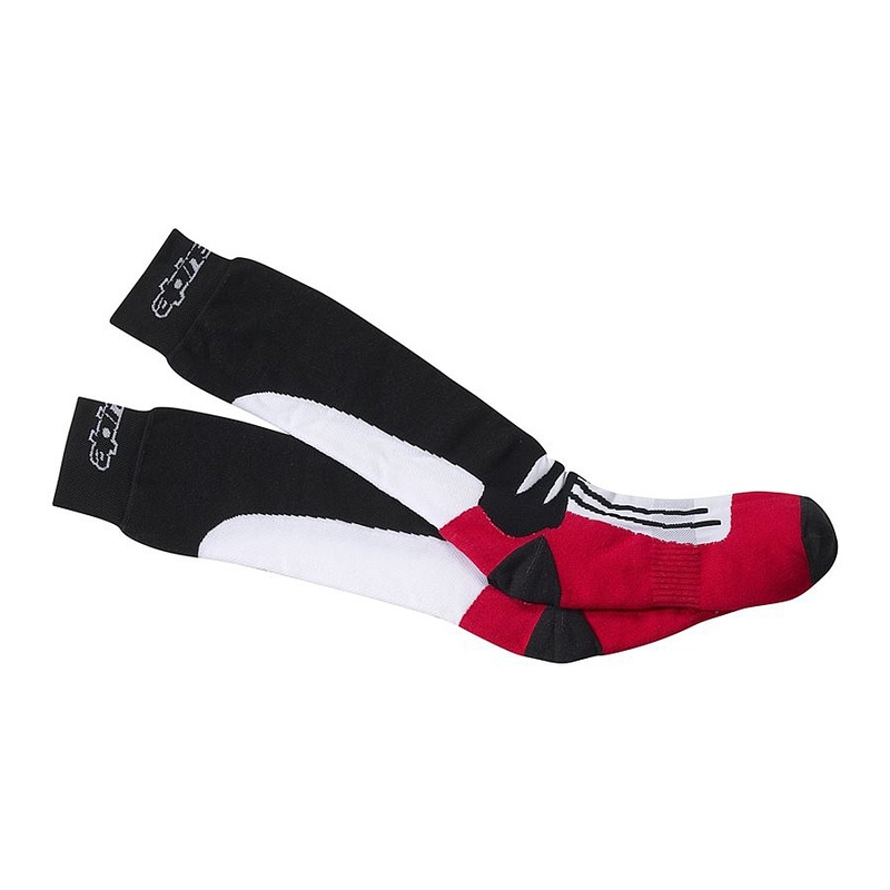Alpinestars Racing Road CoolMax® mustad, valged ja punased sokid