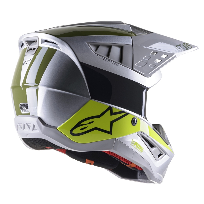 Motokrosová helma Alpinestars S-M5 Bond stříbrno-fluo žluto-zelená lesklá