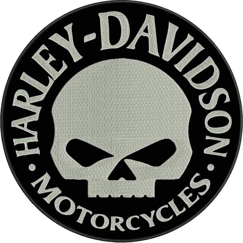 Patch H-D mootorrataste must-valge