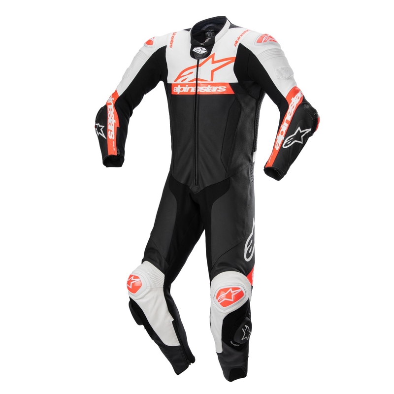 Alpinestars Missile 2 Ward Black-White-Fluo Red nahast mootorratta kombinesoon