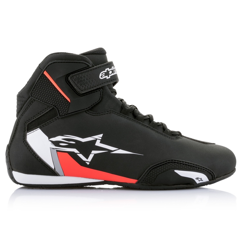 Alpinestars Sector Black-White-Fluo Red mootorratta saapad