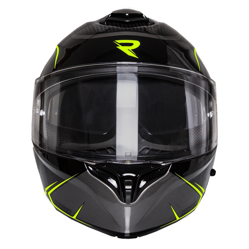 Vyklápěcí přilba na motorku Street Racer Ranger černo-fluo žlutá - II. jakost