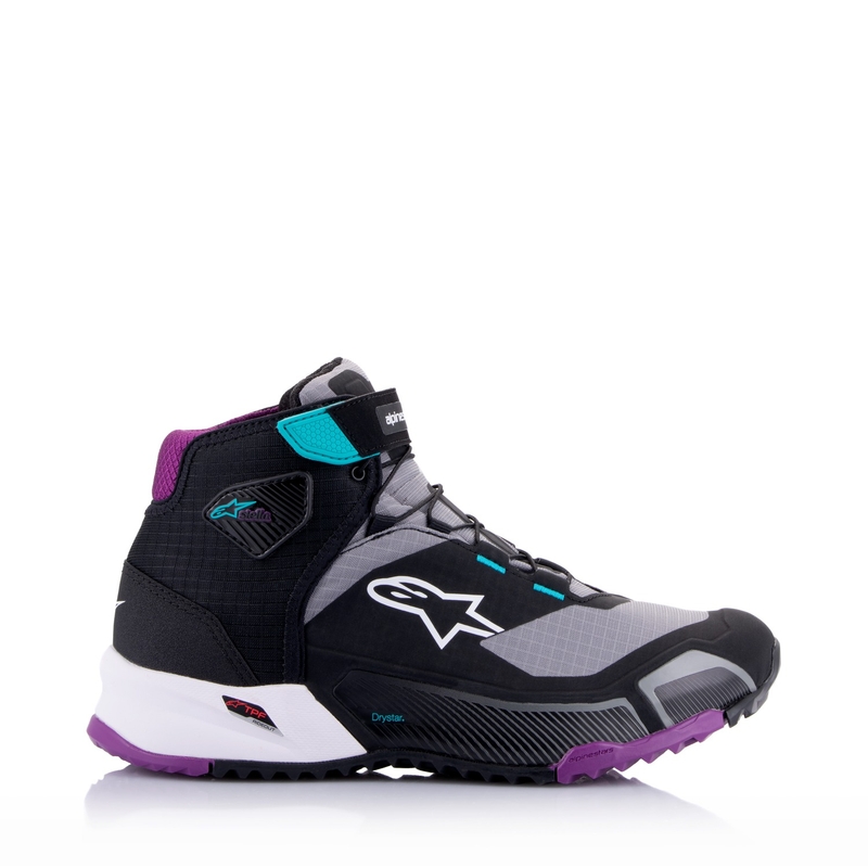 Alpinestars naiste Stella CR-X Drystar must-hall-violett-türkiissinine mootorratta saapad