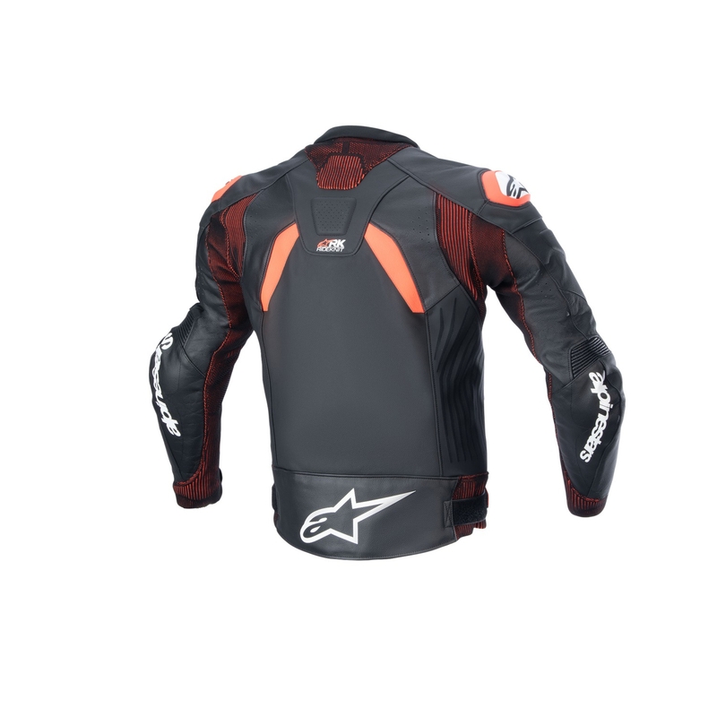 Alpinestars GP Plus R 4 Rideknit must-fluoripunane-valge nahast mootorratta jakk