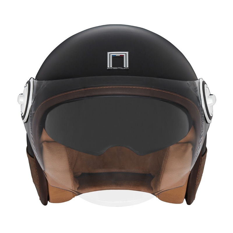 NOX PREMIUM Heritage avatud mootorrattakiiver mattmust pruuni nahaga