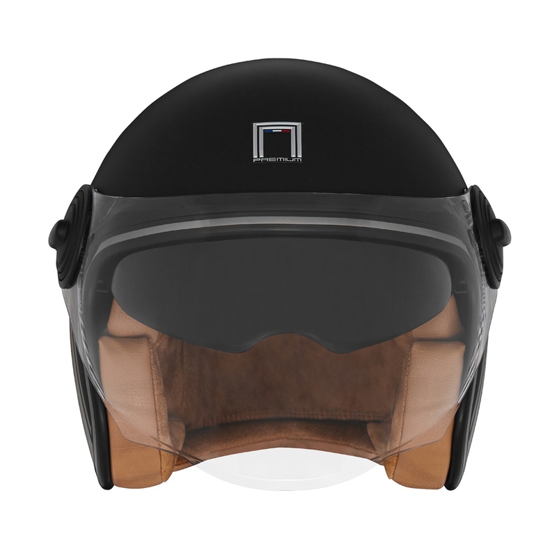 NOX PREMIUM Heritage avatud mootorrattakiiver mattmust pruuni nahaga