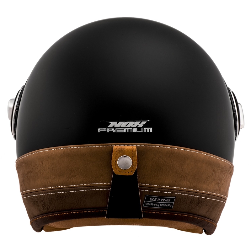 NOX PREMIUM Heritage avatud mootorrattakiiver mattmust pruuni nahaga