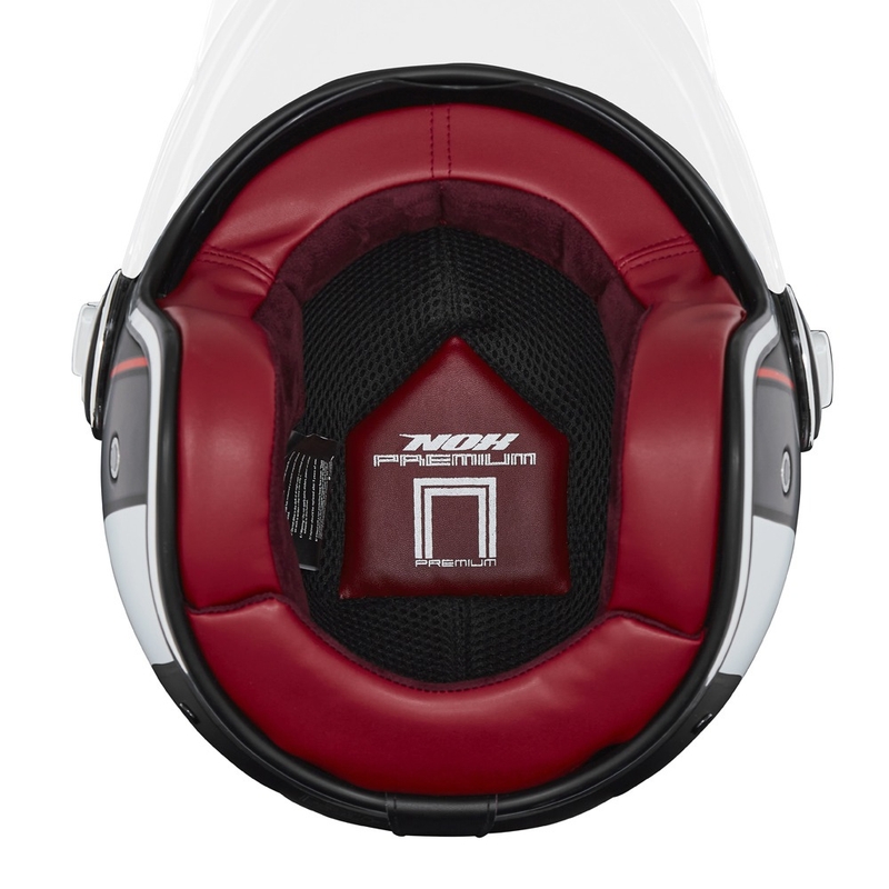 Avatud mootorratta kiiver NOX PREMIUM Heritage matt must-punane-valge