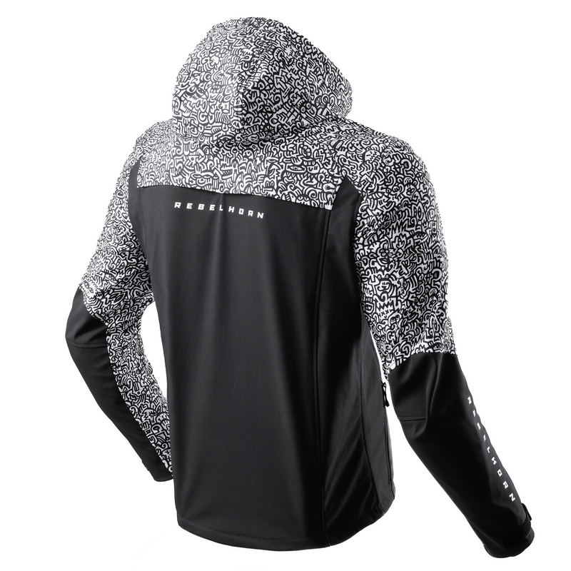 Softshell mootorratta jope Rebelhorn Slash Noriaki must ja valge