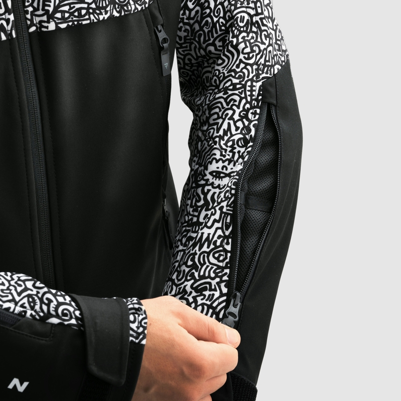 Softshell mootorratta jope Rebelhorn Slash Noriaki must ja valge