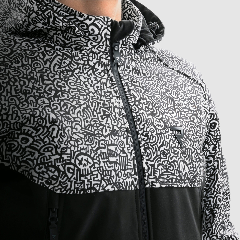 Softshell mootorratta jope Rebelhorn Slash Noriaki must ja valge