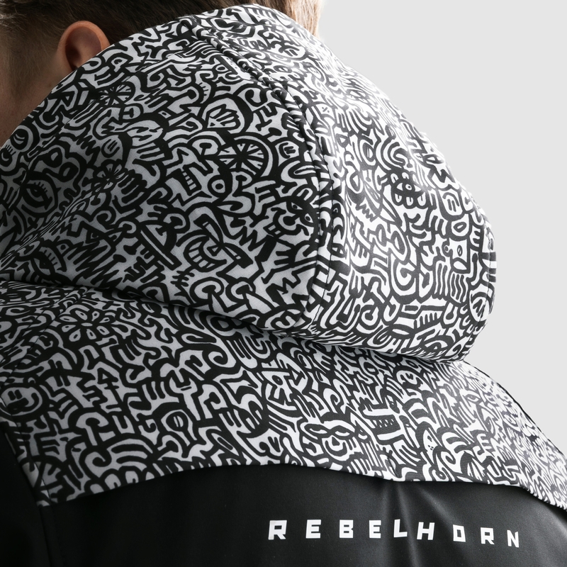 Softshell mootorratta jope Rebelhorn Slash Noriaki must ja valge