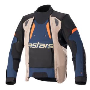 Alpinestars Halo Drystar tumesinine-haki-oranž-must mootorratta jope