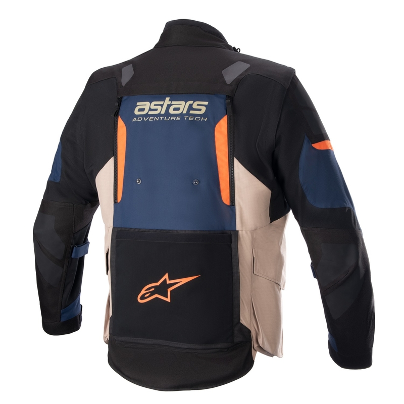 Alpinestars Halo Drystar tumesinine-haki-oranž-must mootorratta jope