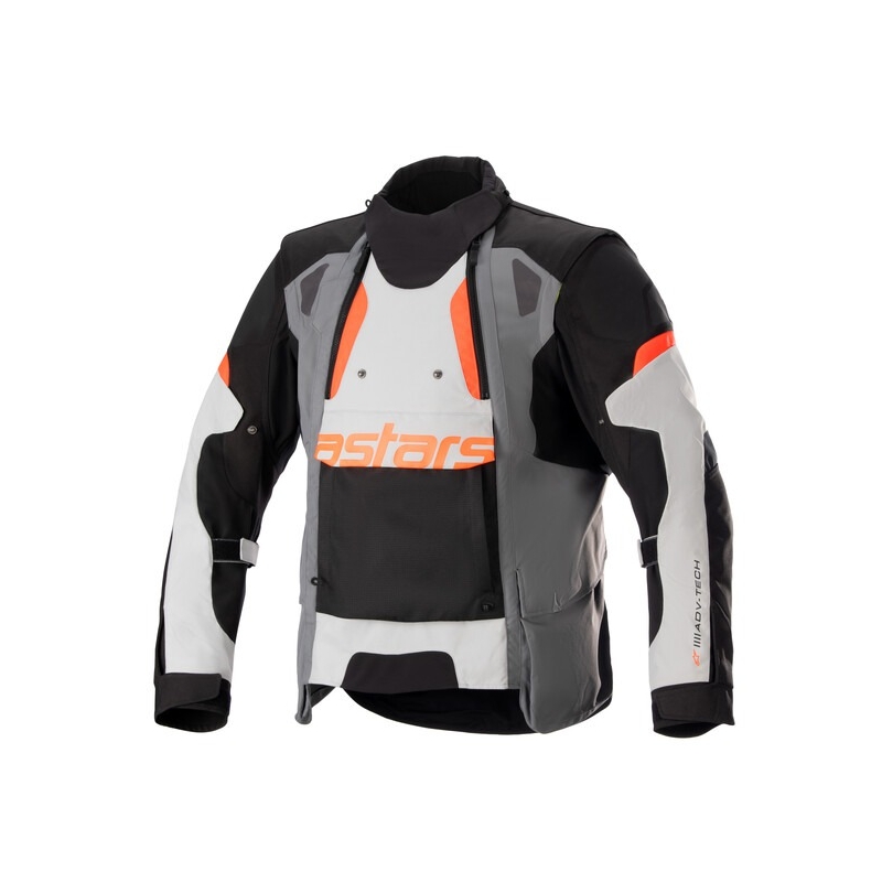 Alpinestars Halo Drystar helehall-tumehall-must-fluo punane mootorratta jope