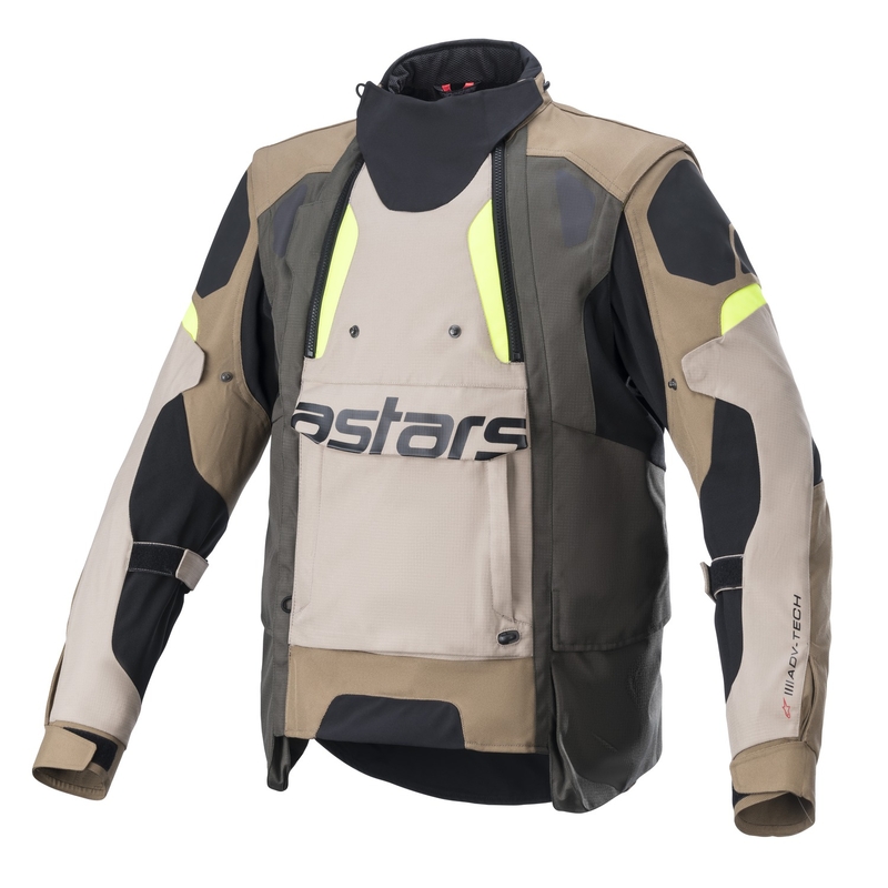 Alpinestars Halo Drystar khaki-beige-fluo kollane mootorratta jope