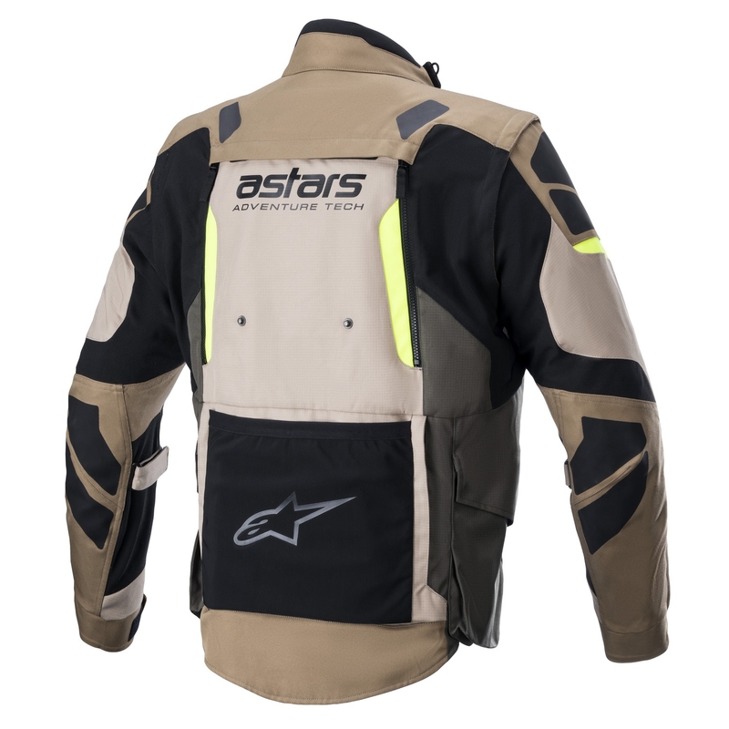 Alpinestars Halo Drystar khaki-beige-fluo kollane mootorratta jope