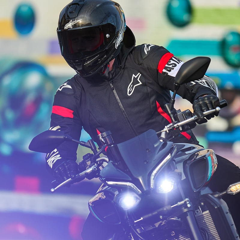 Alpinestars Zaca Air veekindel must, valge ja fluo punane mootorratta jope